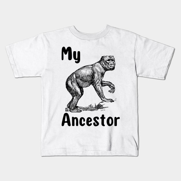 My Monkey Ancestor | A Humorous and Endearing Illustration of a Primate Kids T-Shirt by MrDoze